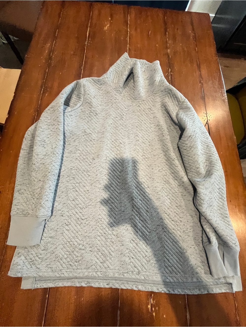 RBX Light Gray/Blue Quilted Funnel Neck Pullover